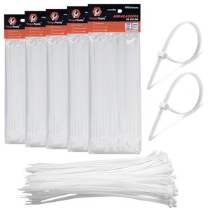 Kit 500 Abraçadeiras Lacre de Nylon Enforca Gato Cinta Plástica 3,6x250mm Fita Hellerman 25cm Branca