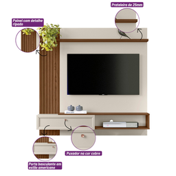 Painel Home Alvorada Freijo Off White para Tv 55 Polegadas Linea Brasil - 5