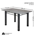 Ver imagem 3 de Conjunto Sala de Jantar Mesa Retangular 4 Cadeiras Ametista Prata/Branco/Preto
