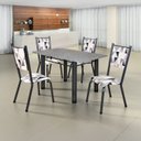 Ver imagem 1 de Conjunto Sala de Jantar Mesa Retangular 4 Cadeiras Ametista Prata/Branco/Preto