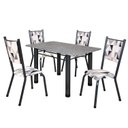 Ver imagem 2 de Conjunto Sala de Jantar Mesa Retangular 4 Cadeiras Ametista Prata/Branco/Preto