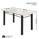 Ver imagem 3 de Conjunto Sala de Jantar Mesa Retangular 6 Cadeiras Ametista Preto/Katar/Off White