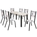 Ver imagem 2 de Conjunto Sala de Jantar Mesa Retangular 6 Cadeiras Ametista Preto/Katar/Off White