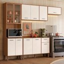 Ver imagem 1 de Cozinha Completa Modulada com Vidro Reflecta 4 Peças Paolla Bege/Ipe/Off White