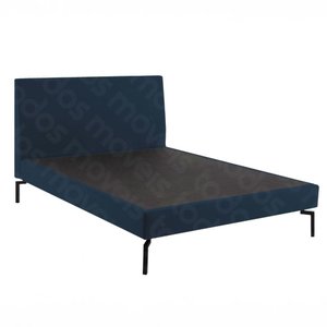 Cama Casal Kingsize Ariel Daf P/ Colchão 193 Cm Cabeceira Linho Azul Marinho Base Aço Carbono 