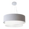 Lustre Duplo Cilíndrico Md-4370 55x50cm Bivolt Cinza Branco - 1