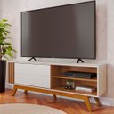 Ver imagem 1 de Bancada Yukon C/ Portas e Compartimentos Sala de Estar P/ Tvs Off White Matte / Freijo