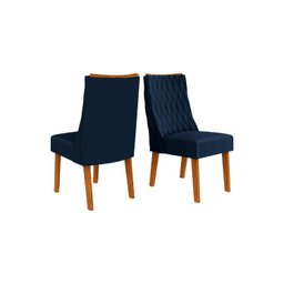 Cadeira Sala de Jantar Jade Kit 2 Un Freijó/Veludo Nav - DJ Móveis - 1