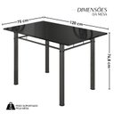 Ver imagem 3 de Conjunto Sala de Jantar Mesa Retangular Tampo Ardósia Indiana 4 Cadeiras Fortaleza Prata/Branco/Preto