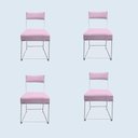 Ver imagem 1 de Kit 04 Cadeiras Atena Base de Ferro Maciço Prata Suede Rosa Bebê - D'classe Decor