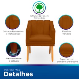 Poltrona Cadeira para Sala Confortável e Moderna Mila Suede - 3