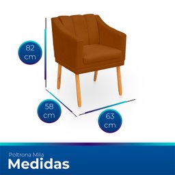 Poltrona Cadeira para Sala Confortável e Moderna Mila Suede - 6