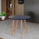 Ver imagem 1 de Mesa Jantar Leda 80cm Preto Redonda Resistente Base Metal