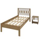 Ver imagem 2 de Conjunto Cama Solteiro com 1 Mesa de Cabeceira Marrom/Amêndoa/Branco