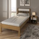 Ver imagem 1 de Conjunto Cama Solteiro com 1 Mesa de Cabeceira Marrom/Amêndoa/Branco