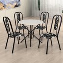 Ver imagem 1 de Conjunto Sala de Jantar Mesa com 4 Cadeiras Fortaleza Preto/Branco