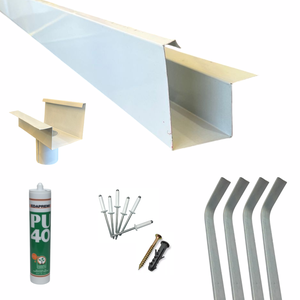 Kit Calha U Galv. Branca 0,95cm Corte 25 com Bico 2 Polegadas e Acessórios