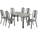 Ver imagem 2 de Conjunto Sala de Jantar 6 Cadeiras Fortaleza Prata/Preto/Granito