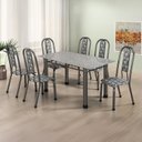 Ver imagem 1 de Conjunto Sala de Jantar 6 Cadeiras Fortaleza Prata/Preto/Granito