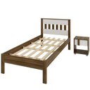 Ver imagem 2 de Conjunto Cama Solteiro com 1 Mesa de Cabeceira Marrom/Nogal/Branco