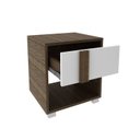 Ver mais imagens de Conjunto Cama Solteiro com 1 Mesa de Cabeceira Marrom/Nogal/Branco