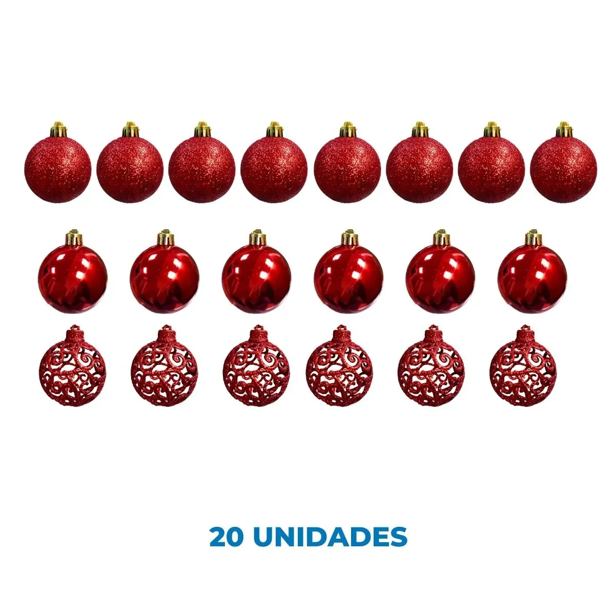 Kit Bola Natalina 6cm Tubo com 20 Peças Color - Vermelho - 3