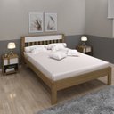 Ver imagem 1 de Conjunto Cama Casal com 2 Mesas de Cabeceira Marrom/Amêndoa/Branco