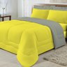 Edredom Dupla Face Queen Size Algodão Amarelo com Cinza - 4