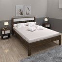 Ver imagem 1 de Conjunto Cama Casal com 2 Mesas de Cabeceira Marrom/Nogal/Branco