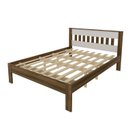 Ver imagem 5 de Conjunto Cama Casal com 2 Mesas de Cabeceira Marrom/Nogal/Branco