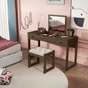 Ver imagem 2 de Escrivaninha Penteadeira com Espelho e Banqueta Luanda Fenix:legno