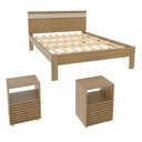 Ver imagem 2 de Conjunto Cama Casal com 2 Mesas de Cabeceira Marrom/Amendoa