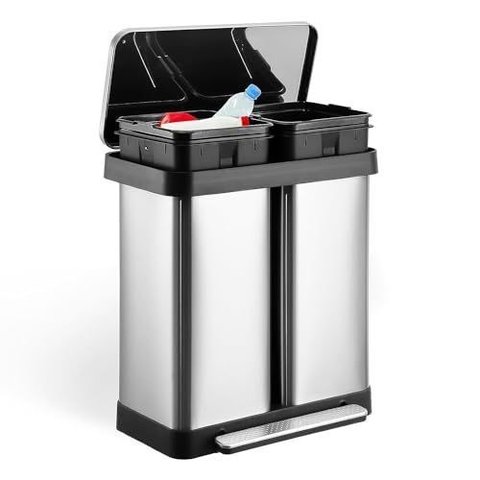 Takywep Lixeira Dupla 16 Gal (60l) Inox Tampa Soft Close Pedal