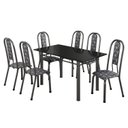 Ver imagem 2 de Conjunto Sala de Jantar 6 Cadeiras Fortaleza Prata/Preto