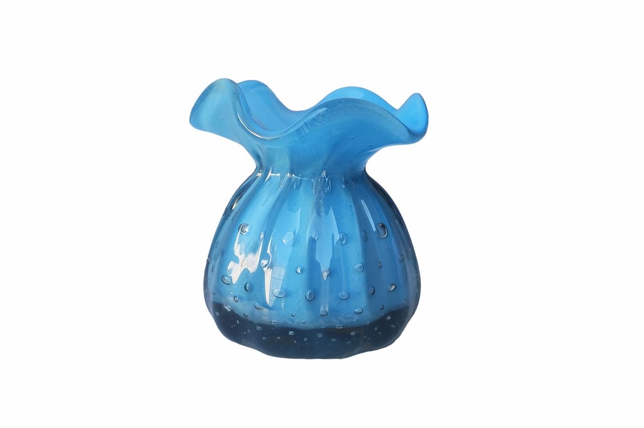 Vaso Decorativo Murano Trouxinha Pequena Azul Bebê - 1