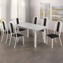 Ver imagem 1 de Conjunto Sala de Jantar 6 Cadeiras Fortaleza Branco/Preto/Granito