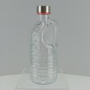 Ver imagem 2 de Garrafa Água Suco Leite com Alça Home&co Tampa Inox Vidro 1l 24x10x10cm Transparente