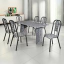 Ver imagem 1 de Conjunto Sala de Jantar 6 Cadeiras Fortaleza Prata/Preto/Granito