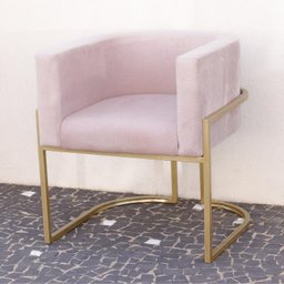 Poltrona Elegance Pé Dourado Assento Rose 72x68x63cm - 4