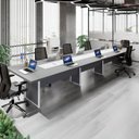 Ver imagem 2 de Mesa de Reunião Corporativa 480cm para 8 Pessoas com Caixa de Tomadas Corporate Cinza/Sagrado/Branco