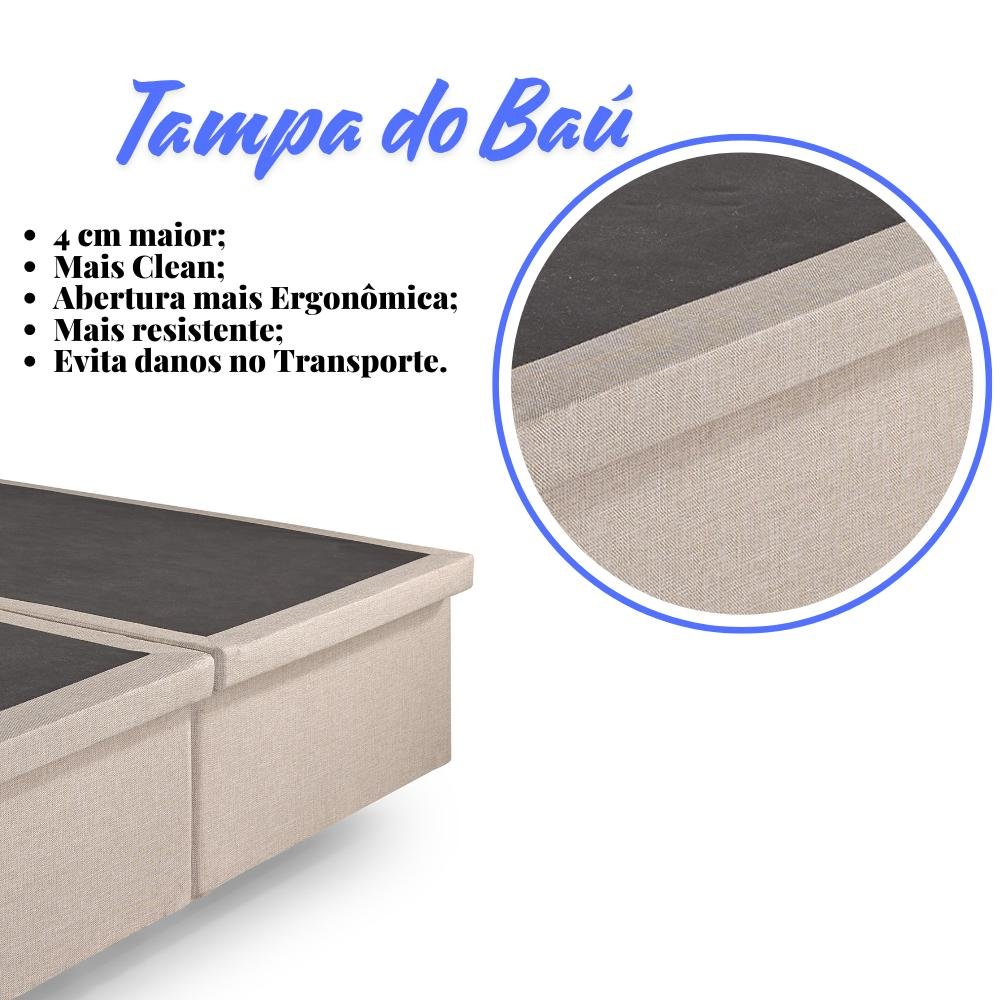 Base Box Baú Casal Bipartido 138x188x42cm Linho Bege - 7