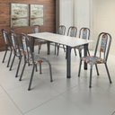 Ver imagem 1 de Conjunto Sala de Jantar 8 Cadeiras Fortaleza Prata/Branco