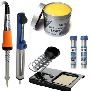 Kit Ferramentas Ferro Solda Tubetes Sugador Suporte 220v 30w