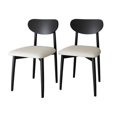 Kit 2 Cadeiras Gala Madeira Maçica - Alt 86 cm X L 44 cm X P 56 cm Preto/Ébano/Off White