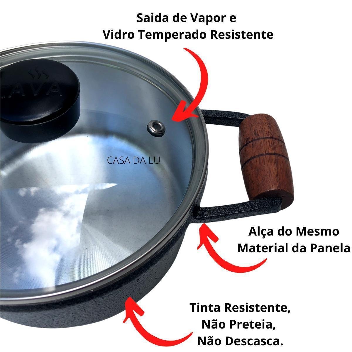 Jogo de Panelas Caçarola 5 Peças Aluminio Fundido Preta - 2