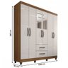 Guarda-Roupa Casal Estrela 6 Portas 2 Gavetas com Espelho Nogal/Off White - Sallêto Móveis - 4