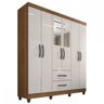 Guarda-Roupa Casal Estrela 6 Portas 2 Gavetas com Espelho Nogal/Off White - Sallêto Móveis - 2