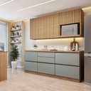 Ver imagem 1 de Cozinha Completa Modulada 4 Peças 6 Portas 4 Gavetas com Rodapé Norten Marrom/Verde/Nature