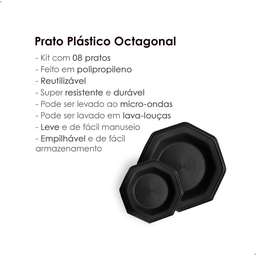 Kit Escorredor de Louça + Prato Octogonal + Copo Cristal - 6