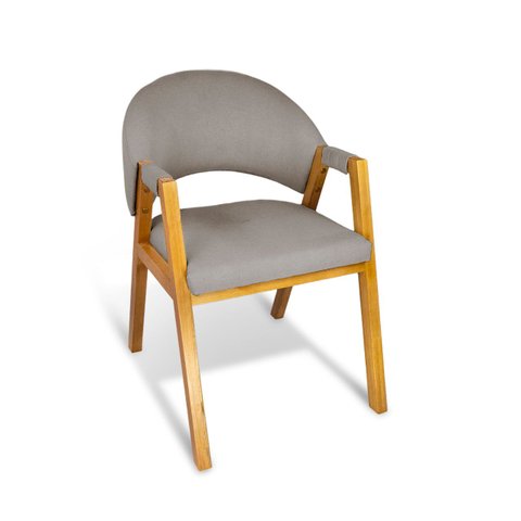 Kit 6 Cadeiras de Jantar Noah Estofada com Braço Madeira Maciça Linho Cinza - Arkell